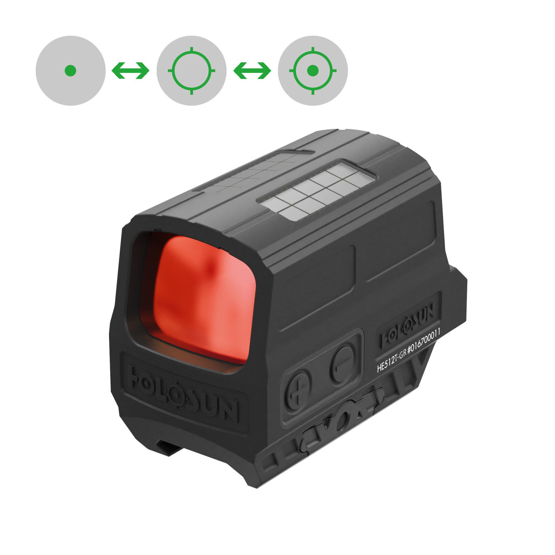 Holosun Elite HE512T-GR Kreispunktvisier Hybrid Tube Open Reflex Visier Holosun Elite HE512T-GR Kreispunktvisier Hybrid Tube Open Reflex Visier