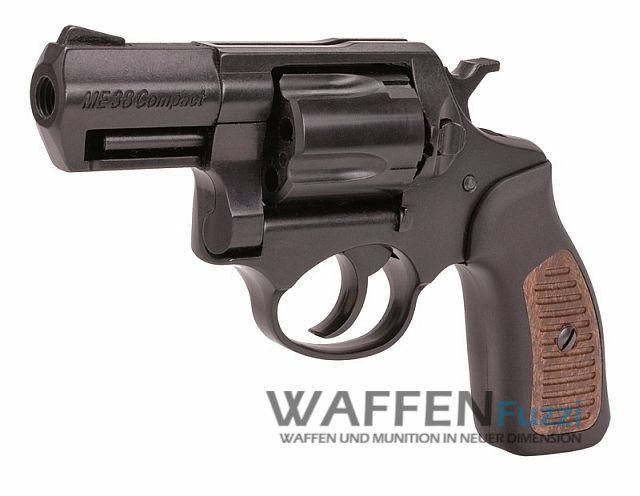 ME 38 Compact Revolver Schreckschusswaffe brüniert mit braunem Griff