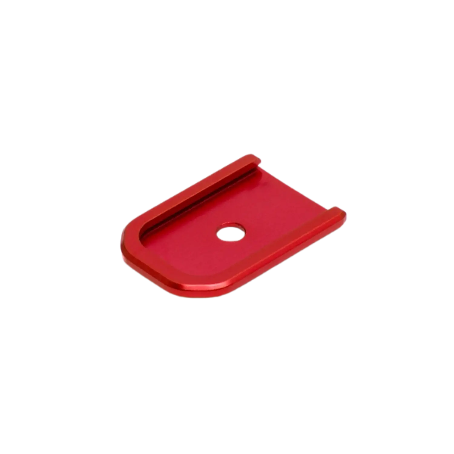 Roter Magazinboden mit rechteckiger Form und mittigem Loch für Tanfoglio Small Frame