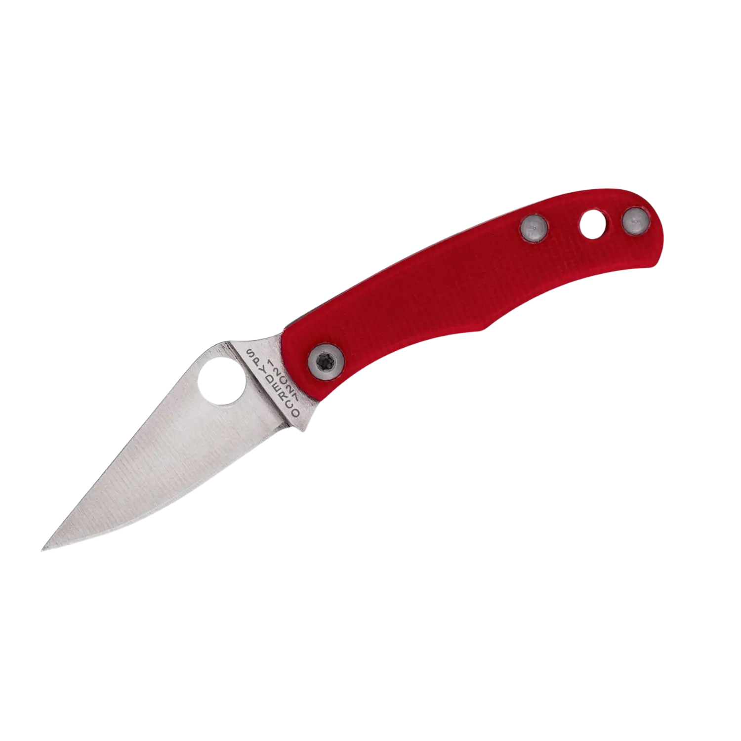 Klappmesser mit rotem Griff und silberner Klinge
