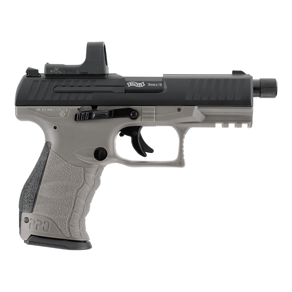 Realistische CO2 Walther Pistole PPQ M2 Q4 TAC Combo mit 21 Schuss & BlowBack