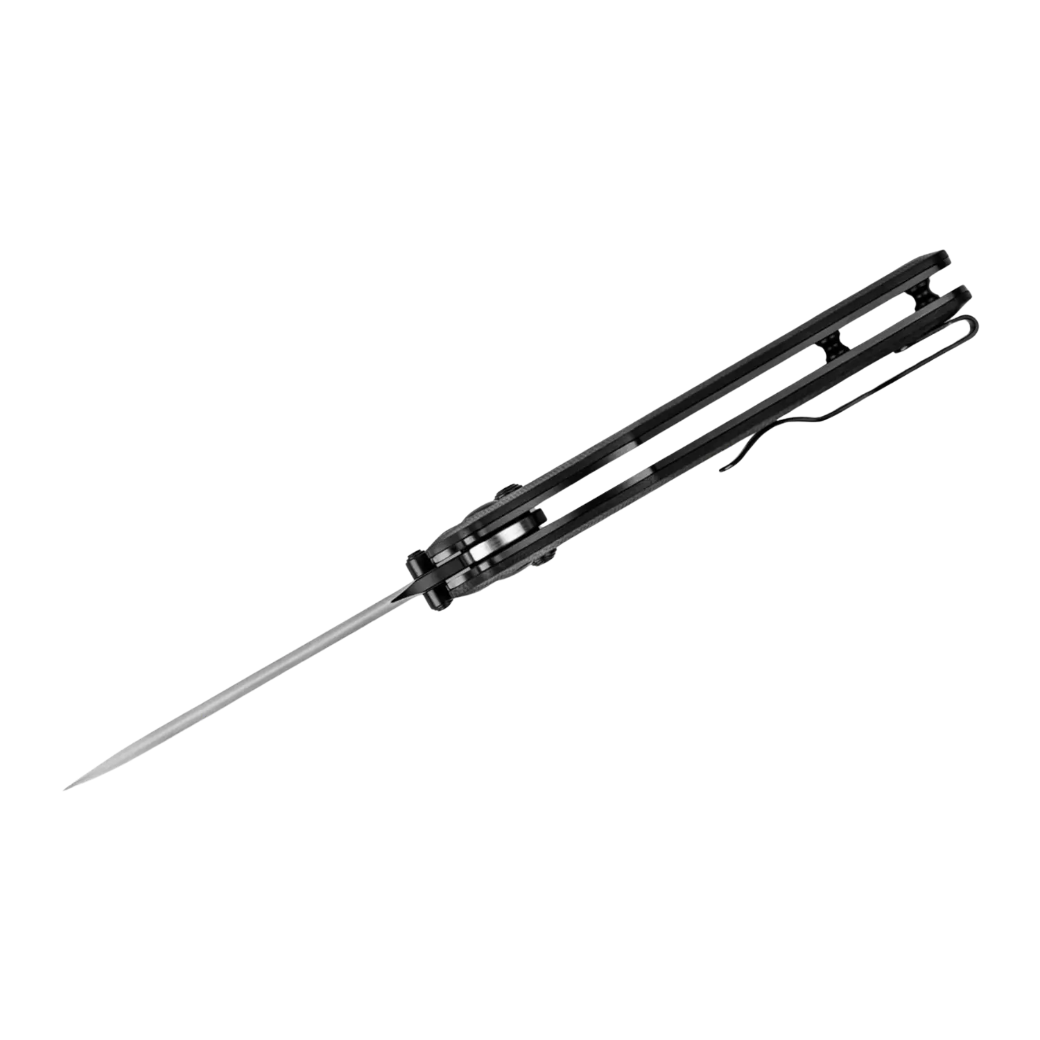 Klappmesser Kizer Tast mit schwarzem Griff und ausgeklappter dünner Klinge
