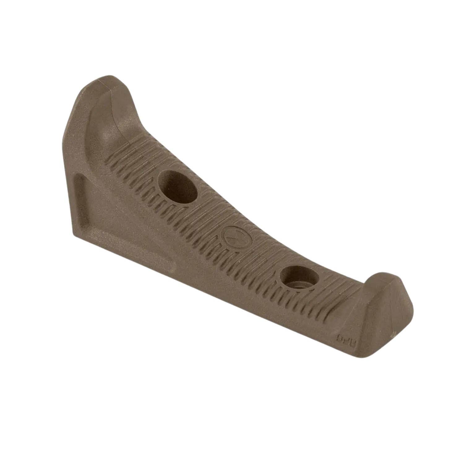 Abgewinkelter Magpul AFG Vordergriff in FDE-Farbe mit M-LOK-Befestigungslöchern und geriffelter Griffoberfläche.