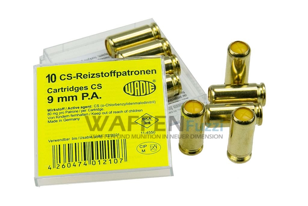 Wadie-9mm-CS-Reizgaspatronen-f-r-Schreckschusspistole Wadie Riezgasmunition CS Kaliber 9 mm PA für Schreckschusspistolen