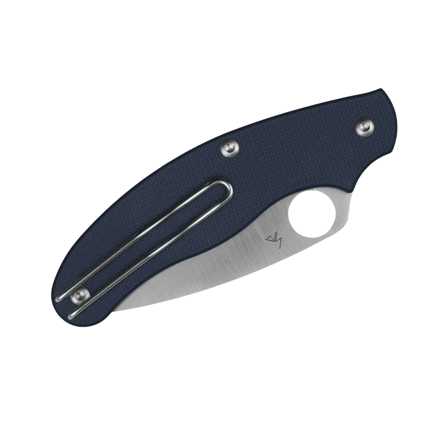 Klappmesser mit kobaltblauem G10-Griff, glatter Klingenrand und Drahtclip am Griff