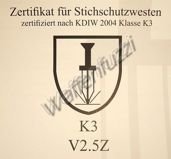 Zertifizierte Stichschutzweste TW20 weiss