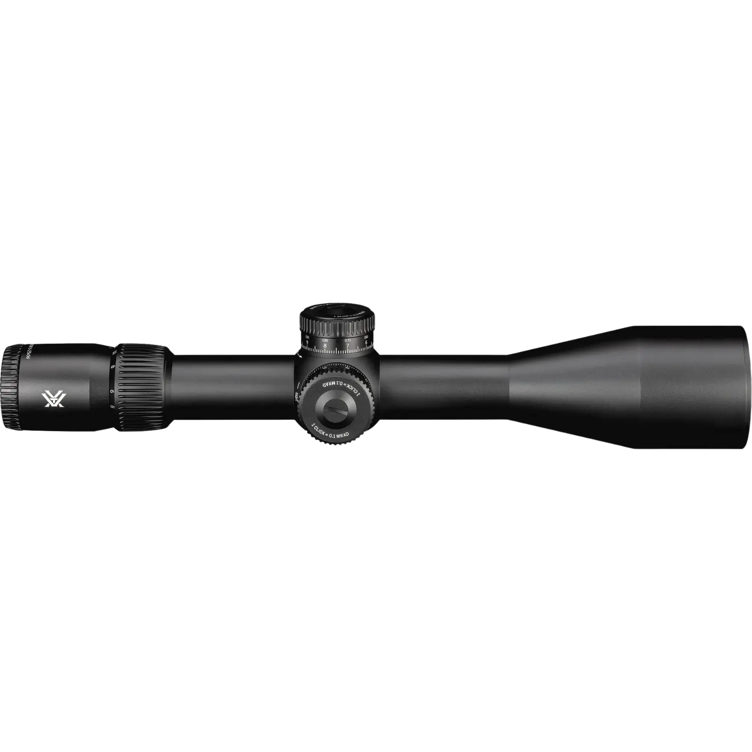 Vortex Zielfernrohr Venom 5-25x56 FFP EBR-7C MRAD, schwarz, länglicher Körper mit verstellbaren Turm und Objektiv, ohne sichtbare Markierungen.