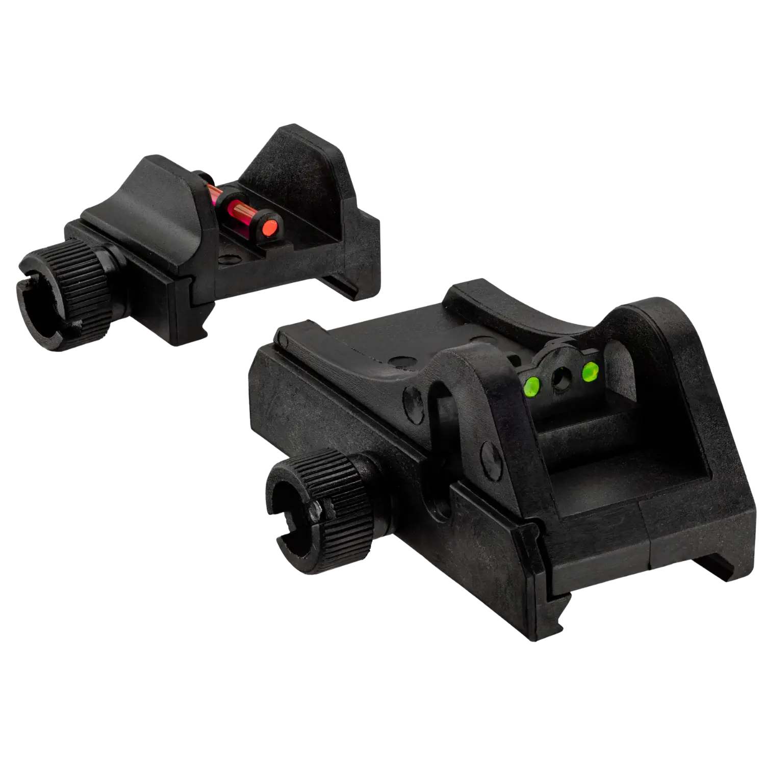 Schwarze Kimmen- und Kornvisierung mit grünem und rotem Leuchtpunkt für eine Schusswaffe