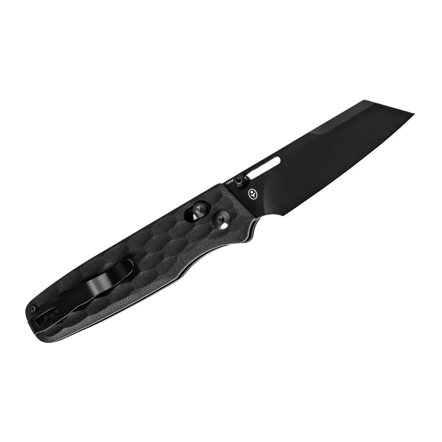Kizer Tast Klappmesser mit schwarzer Tanto-Klinge und strukturiertem Griff, komplett in Schwarz