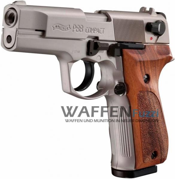 Walther P88 Schreckschusswaffe 9mm vernickelt/Holzgriffschalen