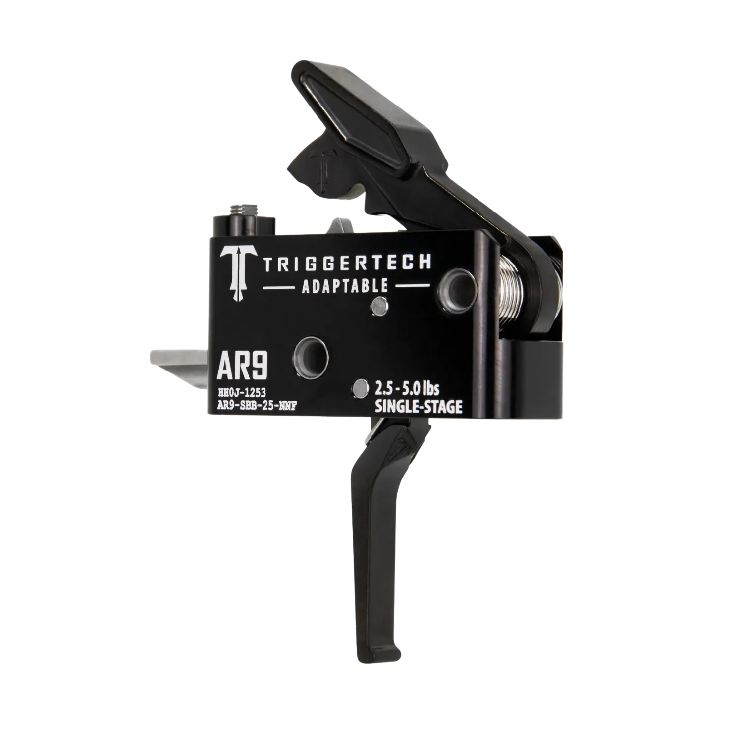 Schwarzer TriggerTech AR-9 Single-Stage Abzug mit verstellbarem Zuggewicht von 2,5 bis 5,0 lbs und geradem Abzugshebel